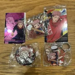 虎杖悠仁（宿儺）等　アクリルキーホルダー、カード、缶バッジ等5点
