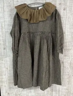 michirico ギャザー チェック ワンピース 130-140