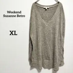 大きいサイズ XL Vネック チュニック 杢カーキ プルオーバー