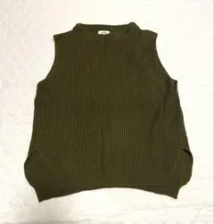 CALM CLOSET ニットベスト （XL） ちょっぴりスタンドカラー カーキ