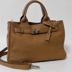 【人気商品】銀座線カネマツ　ベルトバッグ　ショルダーバッグ　ハンドバッグ　茶色のサムネイル