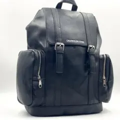 カルバンクライン バックパック　ロゴ　大容量　バックパック　ブラック　レザー