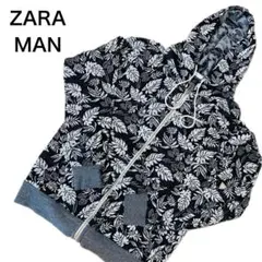 ZARA MAN ザラマン　総柄メンズパーカー　ブラック　　Mサイズのサムネイル