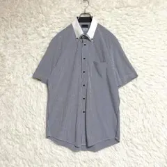 【P.S.FA】 ワイシャツ 半袖 (3L) ストライプ ブルー ノーアイロン