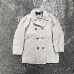 80's NEW YORKER ベージュウールピーコートナポレオンジャケット　M