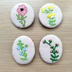 刺繍ブローチ 4点セット　花