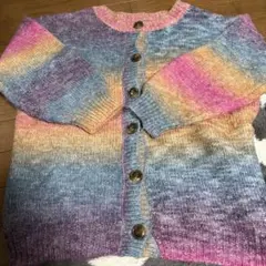 グラデーションボタン付きカーディガン M