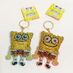 【未使用品】スポンジボブ ラインストーン キラキラ キーホルダー セット