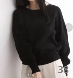 INDIVI 【洗える】カシミヤブレンド スムースニット ブラック 38