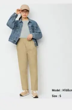 【GU】シェフパンツ　チノパン　ベージュ　Ｓ　ウエストゴム　楽ちん