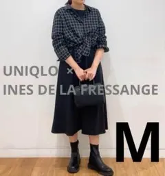【新品・タグ付】ユニクロ　コットンシアーチェックシャツ　イネス　ブラック　M