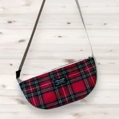 ボディバック/ハンドメイド【タータンチェック赤】斜め掛けショルダーバック