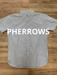 フェローズ PHERROW'S ボタンダウン　ブルーストライプ　半袖シャツのサムネイル
