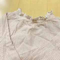 ストライプ フリルネック 長袖ブラウス M