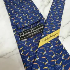 Ferragamo フェラガモ ネクタイ ブルー 総柄