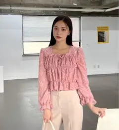 【美品】ソフトフェザーブラウス ピンク