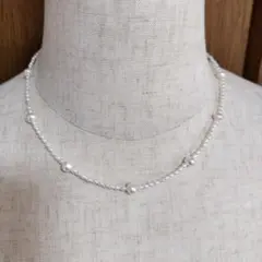 淡水パールネックレス、38cm、全長43cm