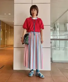 ★ BEAMS BOY イージー マルチストライプ フレア ロングスカートのサムネイル