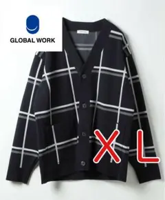 グローバルワーク Vネックカーディガン チェック柄カーディガン X Lサイズ