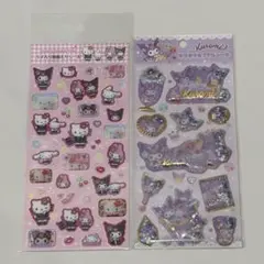 正規品　サンリオ　キラキラカプセルシール　ラメ入り樹脂もりシール　キティ　クロミ