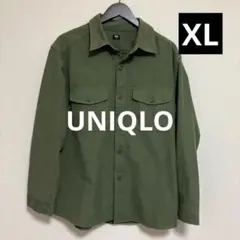 【UNIQLO】ユニクロ 長袖シャツ カーキ オリーブ XL 胸ポケット