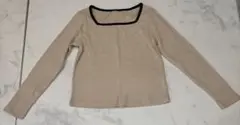 GU ベージュ リブ編み 長袖トップス