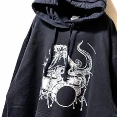 ポート&カンパニー タコドラム デカロゴ スウェットパーカーブラック黒L古着