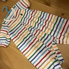 ミキハウス　半袖カバーオール　ロンパース　レインボー　虹色　50〜60cm