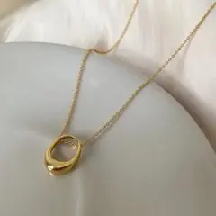 サージカルステンレス シンプル ゴールドサークル ネックレス 人気✨ リング 金