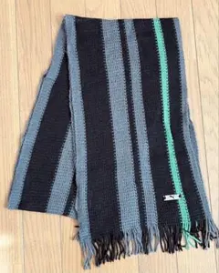 Puma ストライプマフラー 黒 グレー 緑