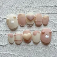 くまさん いちごみるく マット フレンチガーリー ネイルチップ