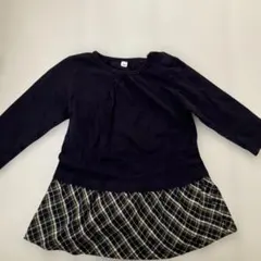 無印　長袖チェック柄ワンピース 80
