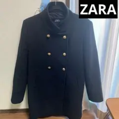 ZARA ザラ　黒 ウール ピーコート 金ボタン