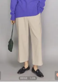 BYオックスストレートワイド9分丈パンツ　ベージュS