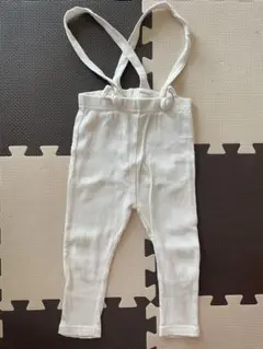 tete a tete サスペンダー付きリブパンツ ホワイト　90センチ