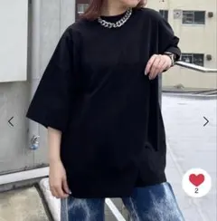 ブラック オーバーサイズ Tシャツ FREEサイズ
