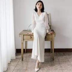 新品 L パーティードレス ウェディングドレス 花嫁 二次会 前撮り 結婚式