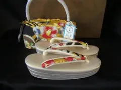 新品 日本製 振袖・訪問着用 正絹 袋帯地 草履バッグ セット未使用Ｚｓ1048