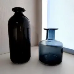 IKEA　ダークグレーガラス花瓶セット