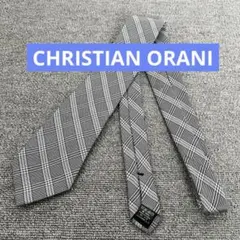 CHRISTIAN ORANI ネクタイ シルク100%グレンチェックモノトーンのサムネイル