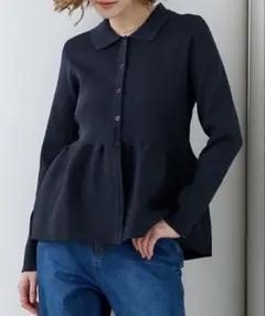 ur's ウエストペプラムポロニットカーディガン