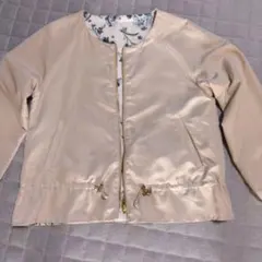 リバーシブル ノーカラージャケット 花柄 ベージュ　grove