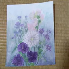 水彩画 ムクゲの花 植物画 原画 - メルカリ