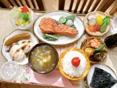 ミニチュアフード　焼き鮭　朝定食　セット