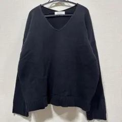LOWRYS FARM ブラック Vネックニット Fサイズ
