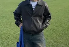 レトロショートレザージャケット　Mサイズ