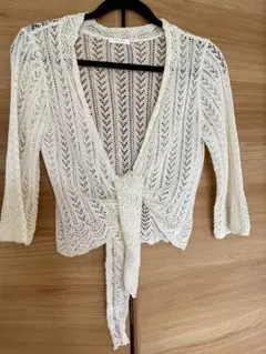アイボリー レース編み カーディガン