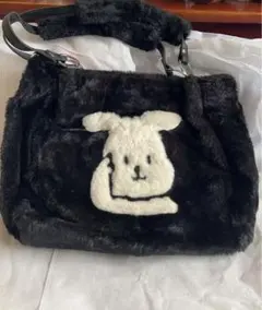 ウサギ刺繍ファートートバッグ