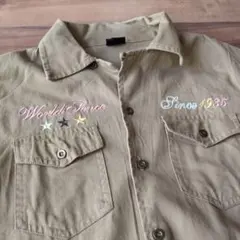 ワークシャツ　　刺繍シャツ　古着