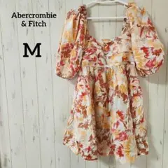 アバクロンビー&フィッチ【M】花柄 パフスリーブ ワンピース スクエアネックのサムネイル